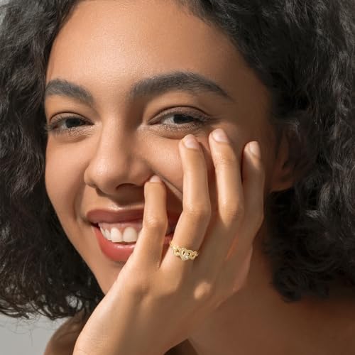 MINDDHA 14K Gold/White Gold Plated Infinity Rings Women, Heart Infinity Promise Ring, Stackable CZ Simulated Diamond Eternity Bands, Dainty Open, Minimalist Knuckle, Non Tarnish Comfort Fit – 2mm Band Size 4-123