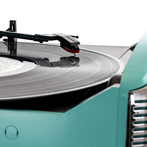 Trexonic Retro Record Player with Bluetooth, CD Players and 3-Speed Turntable in Turquoise - Thumbnail 5