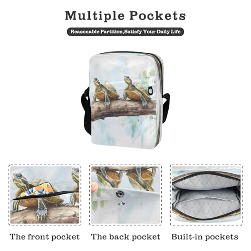 Crossbody Bag Cute Two Sea Turtles Messenger Bag for Women Men Purse Shoulder Bag Satchel Bag with Adjustable Strap 214B93582