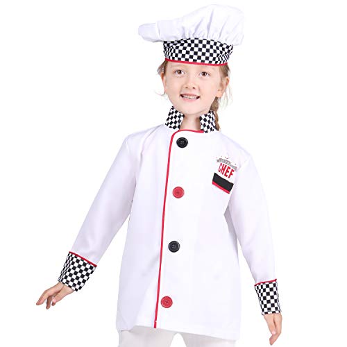 Image of Kids Chef Costume Boys Role Play Costume Pretend Play Chef Costume for Boys and Girls 3-8T