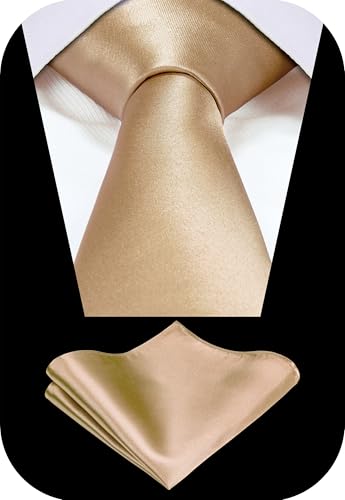 Image of TIE G Solid Satin Woven dyed Color Formal Black Necktie and Pocket Square Sets in Gift Box