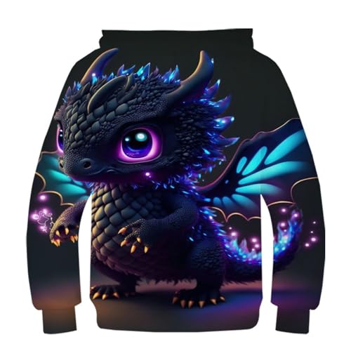 Sweat à capuche bébé dragon pour ado de 12 à 14 ans - Pull imprimé 3D décontracté