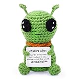 Alien de Ganchillo, Peluche Amigurumi Hecho a Mano, Suave Criatura Espacial, Juguete Apoyo Emocional, Regalos de Motivación Decoración de Fiestas, para Mujeres Hombres Compañeros de Trabajo Amigos