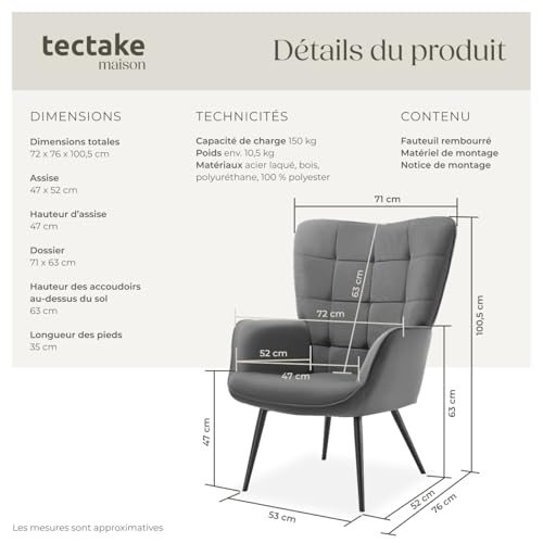 Fauteuil rembourré Velours côtelé fin - vue 4