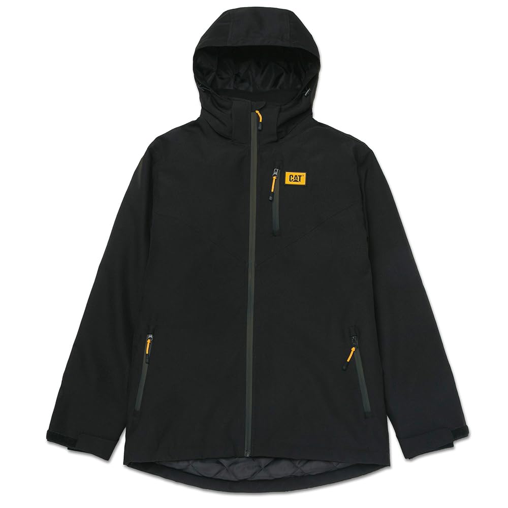 Caterpillar Mens Insulated Padded Waterproof Jacket with Hood Black 3XL