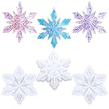 Lukinuo Christmas Resin Molds 3pcs Snowflake Resin Mold Snowflake Silicone Casting Mold 3D Ice Cryst