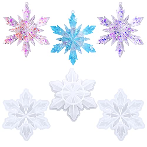 Lukinuo Christmas Resin Molds 3Pcs Snowflake Resin Mold Snowflake Silicone Casting Mold 3D Ice Crystal Resin Ornament Molds For Epoxy Resin Jewelry Pendant Winter Christmas Tree Home Hanging Ornament #TOP13