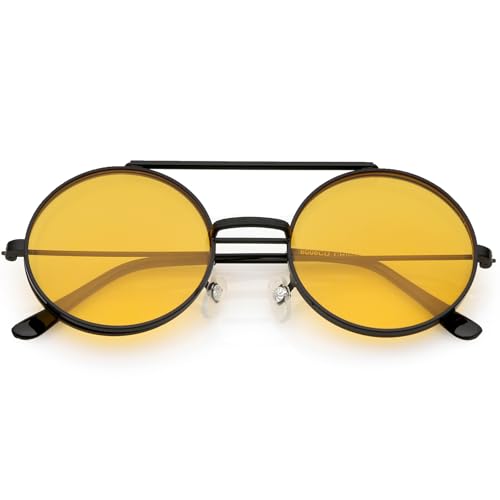 zeroUV Mid Size Flip-Up Colored Lens Round Django Sunglasses 49mm