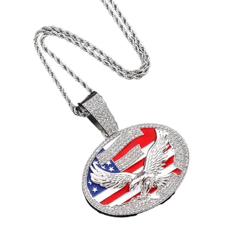 Collier chaîne cubaine hip-hop avec pendentif du 4 Juillet pour homme