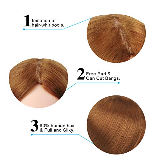 Beauty Star 23.5" Mannequin Head with 80% Real Human Hair, Manikin Doll Head with Table Clamp Holder + DIY Hair Styling Braid Set, Cosmetology Make-up Hairdressing Training Head (Light Brown)