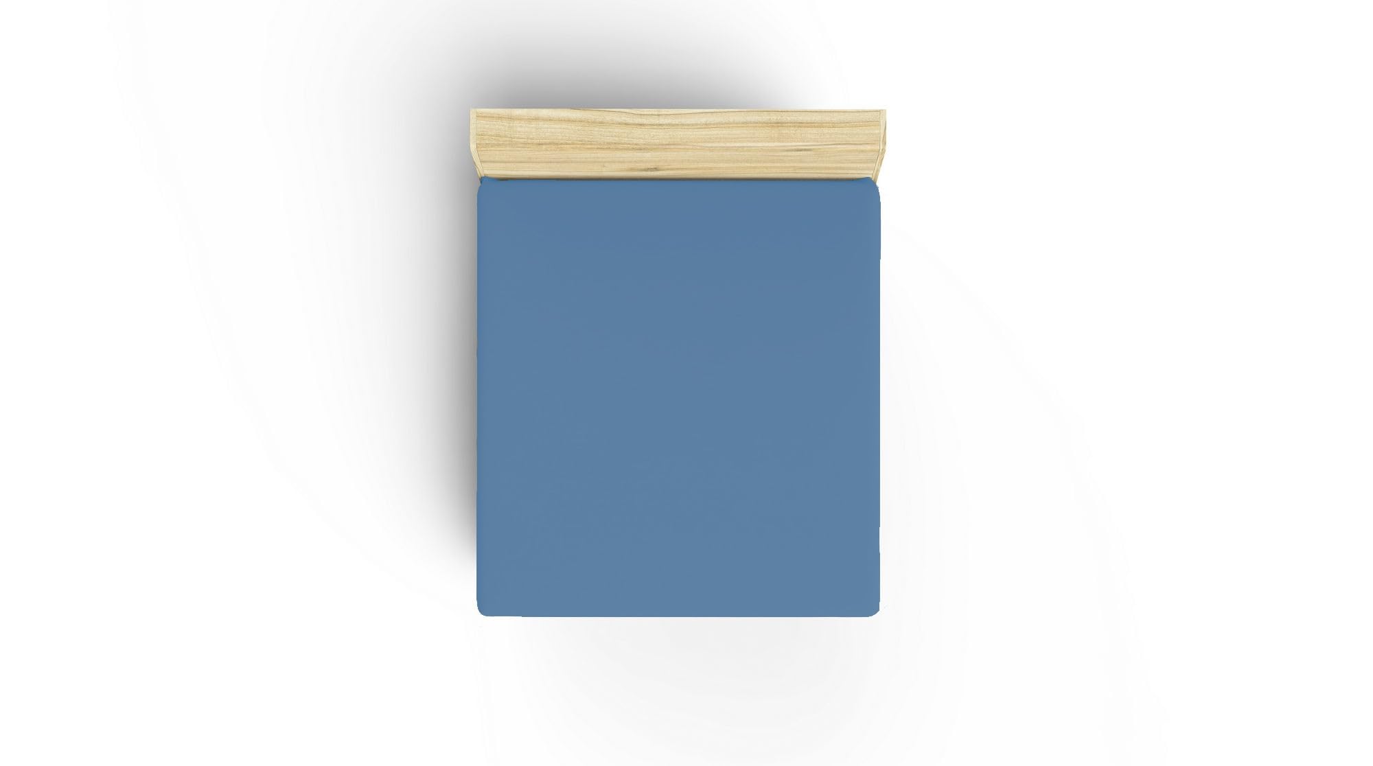 Premium Ranforce Double Fitted Sheet (140 x 190 + 30 cm), 100% Cotton, 155 Thread Count, Blue, Soft, Durable, Machine Washable at 30°C, Ideal for Cosy Bedrooms