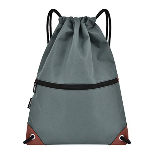 Leikance Sac à dos de sport créatif avec cordon de serrage et poches zippées, gris,