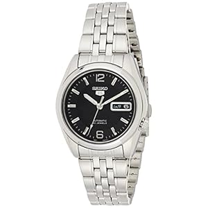 Seiko – SNK393K1 Herenhorloge 5 Gent Automatic Analoge Zwarte Armband Staal Grijs