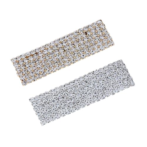 NOLITOY Rhinestone Hair Clip 2.75 Inch Rectangular Hair Barrettes for Women Girls Hollow-Out Design Sparkly Clamp for Party Wedding and Daily Styling 2Pcs Set