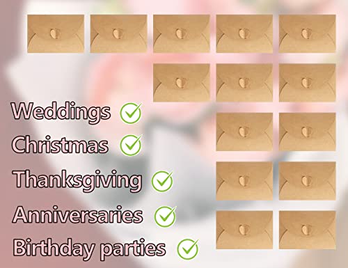 KAPSING 14 Stück mini Briefumschläge mit Blanko zum Selbstgestalten Herz Schloss Kraftpapier Umschläge Karten Gutscheine zum Selber Ausfüllen Kärtchen zum Beschriften für Geschenkkarten DIY Graffiti