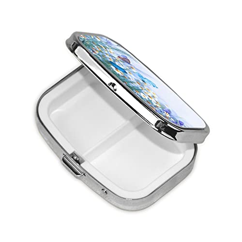 Zcjhgzcz Beautiful Floral Pattern Blue Butterfly Fashion Square Pill Box Vitamin Small Pill Organizers For Purse Pocket Traveling, One Size (10896) #TOP1