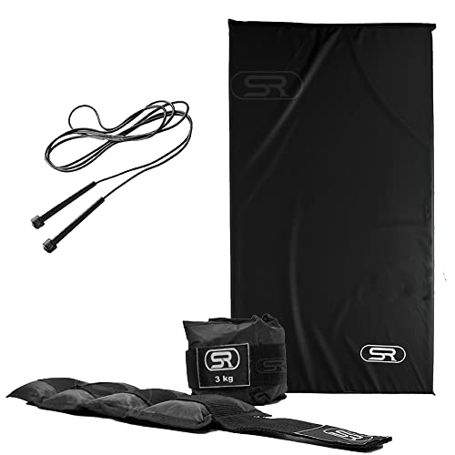 Kit Colchonete Musculação + Caneleira Peso 3kg + Corda Pular