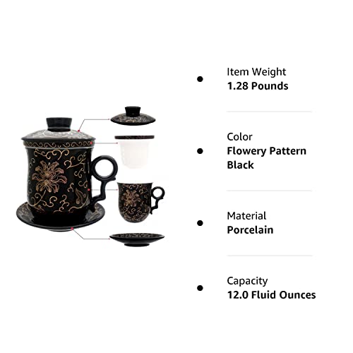 Tea Talent Porcelain Tea Cup With Infuser Lid And Saucer Sets - Chinese Jingdezhen Ceramics Coffee Mug Teacup Loose Leaf Tea Brewing System For Home Office #TOP7