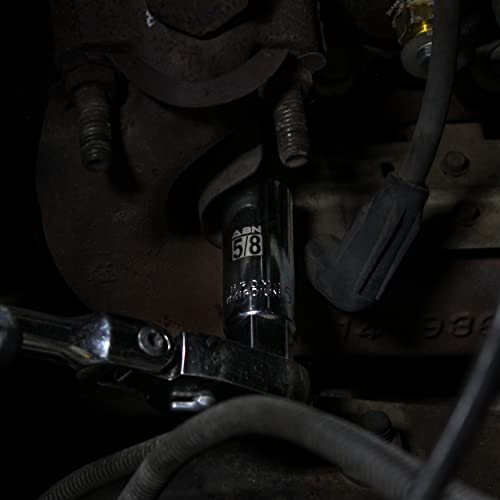 Abn 3/8 Inch Drive Sae And Metric Spark Plug Socket Set 6 Pt Spark Plug Tool Set With Rubber Rings And Socket Rail, 5Pc #TOP4