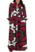 Women's Short Sleeve V Neck Long Maxi Dress Loose African Floral Print A Line Skirt Dresses Plus Size with Pockets Belt