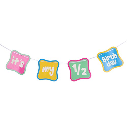 It's My 1/2 Birthday Banner Half Year Old Six Months Birthday Garland Bunting Banner For Baby Shower Decoration 3.28Ft Length, Colorful, Easy Joy #TOP5