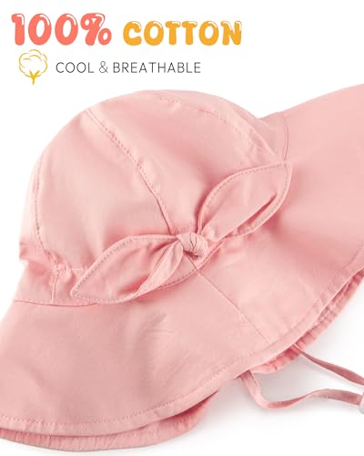 HONGTEYA Baby Sun Hat Cotton Stripe Bow Wide Brim Toddler Beach Bucket Hat - image 4