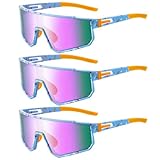 Kingdder 3 Pcs Baseball Ice Cream Drip Sunglasses for Youth Sport Sunglasses for Softball Cycling Baseball Golf