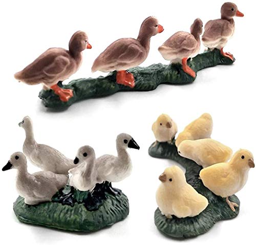 Reboundfive figuras decorativas de animales de granja, simulación de 3 piezas Mini lindo pollo pato ganso figuras de animales conjunto modelo juguetes para niños Cover