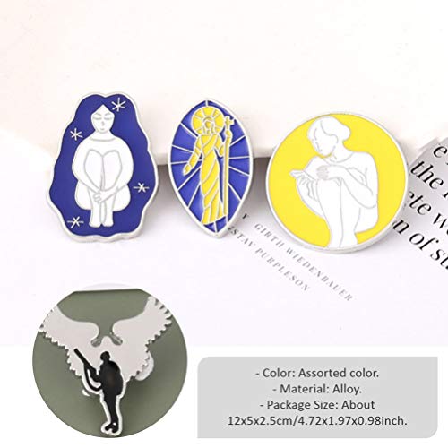 KESYOO Broche de Liga de 4 Peças Broche de Desenho de Deusa Estátua de Deus Peitoral Vintage Anjo Pe