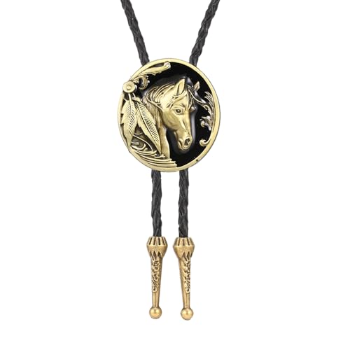 Image of Joxevyia Bolo Tie for Men Vintage Cow Skull Leather Rope Western Cowboy Necktie Vintage Bola Tie Gift for Him
