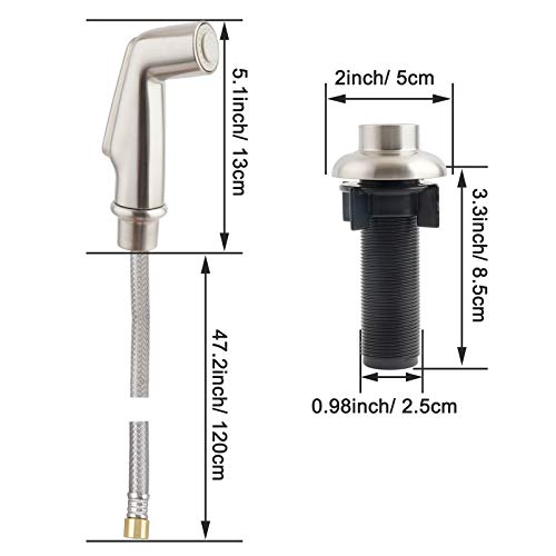 Ifealclear Kitchen Sink Side Sprayer, Kitchen Sink Faucet Replacement Parts Compatible With Moen/ 1/4Inch Sink Connector Faucet, Pull Out Sprayer With Hose For Home School, 3 Adapters, Brushed Nickel #TOP1