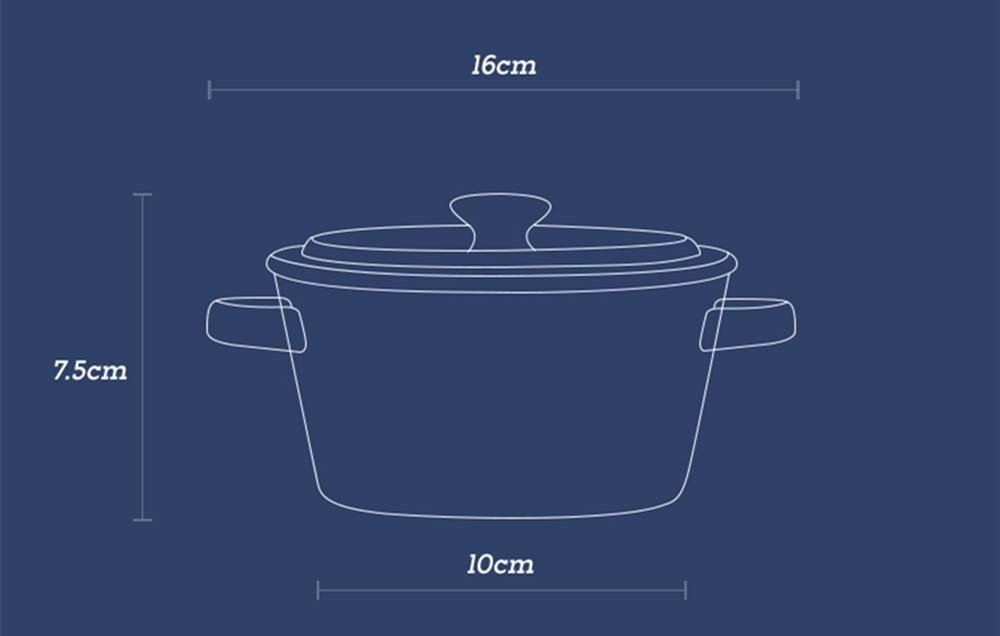 casseruola, pentola a Fuoco Lento, casseruola in Ceramica Bianca, stampini da Forno for servire in tavola con Coperchio, Ciotola for Colazione, Dessert, Uova al Vapore, budino, Torte