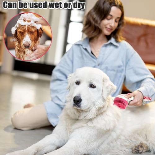 Waschzauber, Hunde Waschbürste mit Seifenspender, Badebürste Hund für die Reinigung mit Seifenspender, Badehund Schönheit Massagebürste, für Hunde und Katzen, Ein-Knopf-Reinigung, Massagen (B)