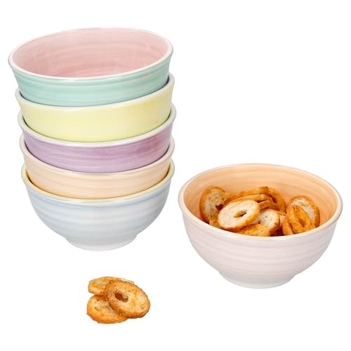 MamboCat Pastello Lot de 6 bols à collation et à sauce, 12,2 cm, 250 ml, en faïence multicolore, aux couleurs pastel, pour 6 personnes, mini bol pour...