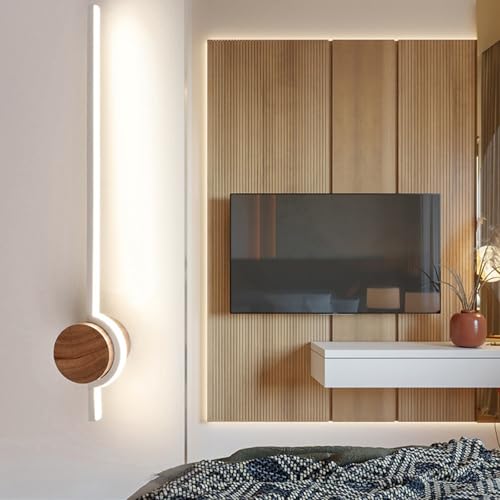 Aplique lineal de interior de aluminio y madera con acabado de lujo
