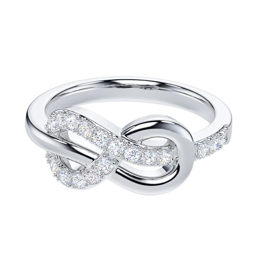 THELANDA Genuine Moissanite or Simulated Diamond Sterling Silver Tie The Infinity Love Knot Intertwined Promise Ring Engagement Ring3