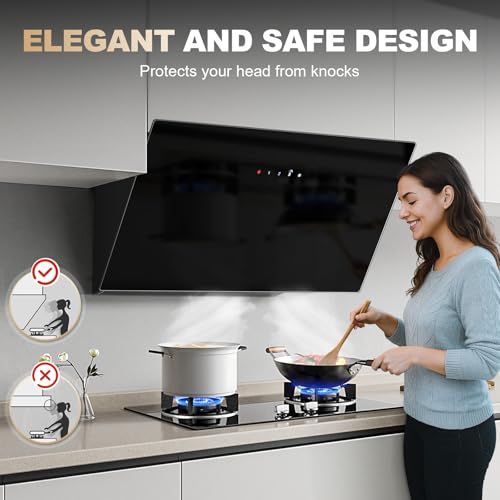 Cooker Hood 60cm, TopStrong Extractor Fan Kitchen, Wall-Mounted Extractor Hood, A+++ Kitchen Hood, 400 m³/h, Touch Control, 3 Speed + Booster, Recirculating & Ducting System, Black - Image 5