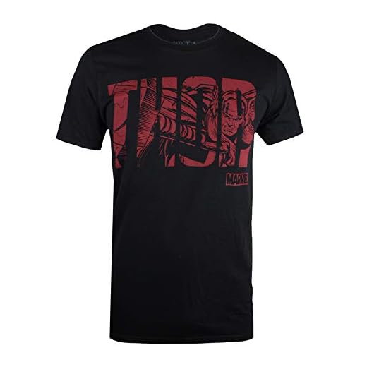 Marvel Thor Text Camiseta, Negro (Black Blk), Medium (Talla del Fabricante: Medium) para Hombre