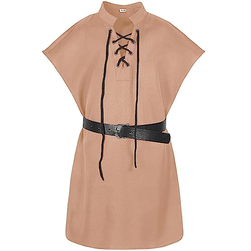 Costume médiéval garçon Halloween : chemises avec lacets et chemisier historique de cosplay