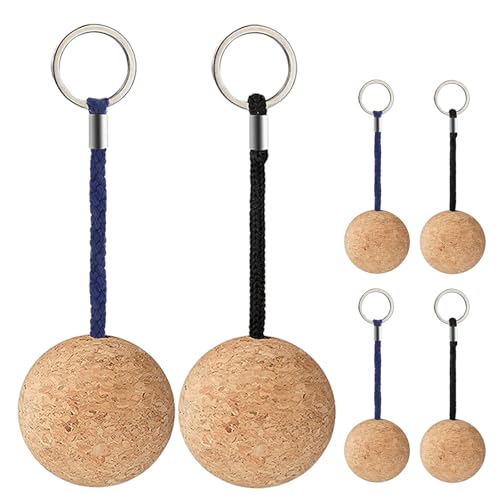 HJKKBLC 6 PCS Cork Ball Keychain: Creative Floating Keychain for