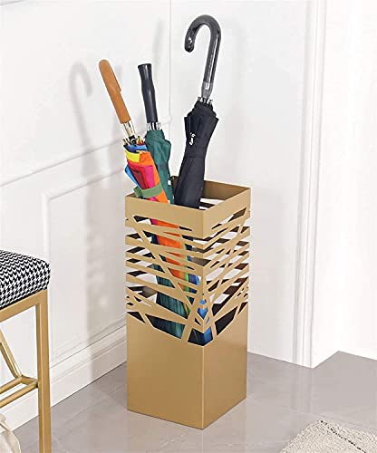 Sywlwxkq Umbrella Stand Rack,Umbrella Stand Large-Capacity Hollowout Umbrella Bucket for Home Hotel,Waterproof,Rustproof and Space Saving,Gold