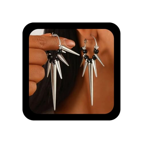 Wendalern Goth Resina De Cuentas Pendientes De Aro Punk Spike Tachonado Pendientes Colgantes Cónicos Geometría Gota Pendientes De Aro Joyas Para Las Mujeres