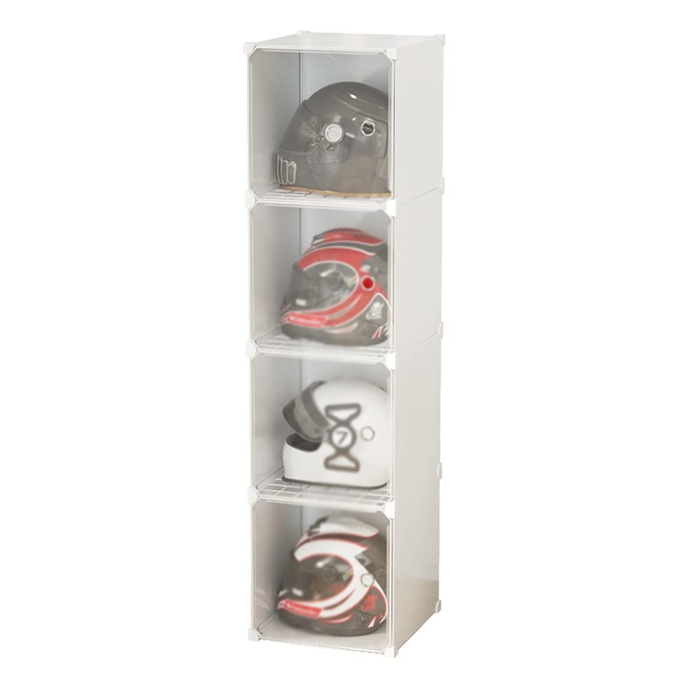 Vetrina per casco da moto, quadrata, in acrilico, per caschi, scatola protettiva per abbigliamento, borse e libri, colore bianco per oggetti da collezione