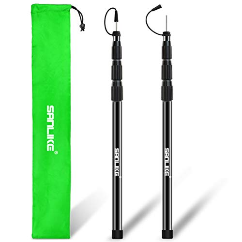 SANLIKE Telescoping Tarp Poles 98.5 in Adjustable Tent Poles for Tarp Rain Awning Canopy Shelter Heavy Duty Fiberglass Camping Compact Poles for Tarp Sun Shade Set of 2