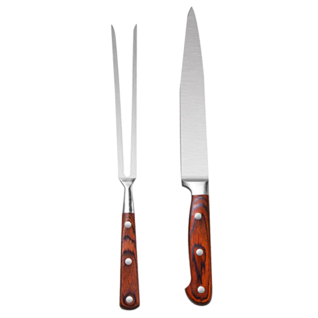 Happyyami Tenedor y Cuchillo De Barbacoa De Acero Inoxidable Mango De Utensilios para Asar Exterior De Duraderas y Reutilizables