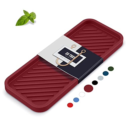 Silicone Sponge Holder, Kitchen Sink Organizer Tray（Mahogany）