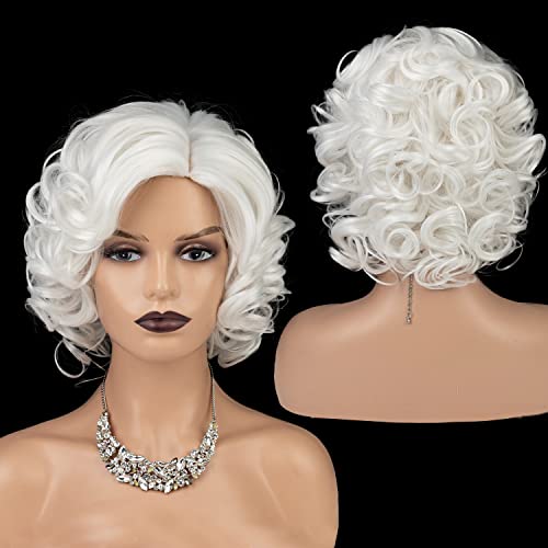 Short White Curly Bob Wig