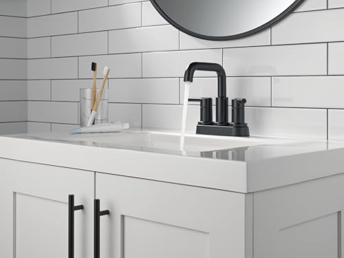 Delta Nicoli Centerset Matte Black Bathroom Faucet, 4 Inch 3 Hole Bathroom Sink Faucet for Vanity, Push-Pop Drain Assembly, Matte Black 25849LF-BL - image 7