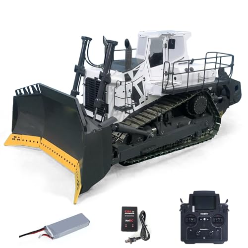 TOUCAN RC HOBBY 1/14 Metal Remote Control Hydraulic Bulldozer VAY776 RC Dozer Construction Vehicle 5CH Valve Flysky Radio Battery Light Sound