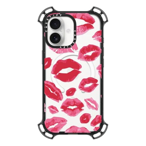 Coque iPhone 17 CASETiFY Bounce Noire Transparente avec Motifs Bisous